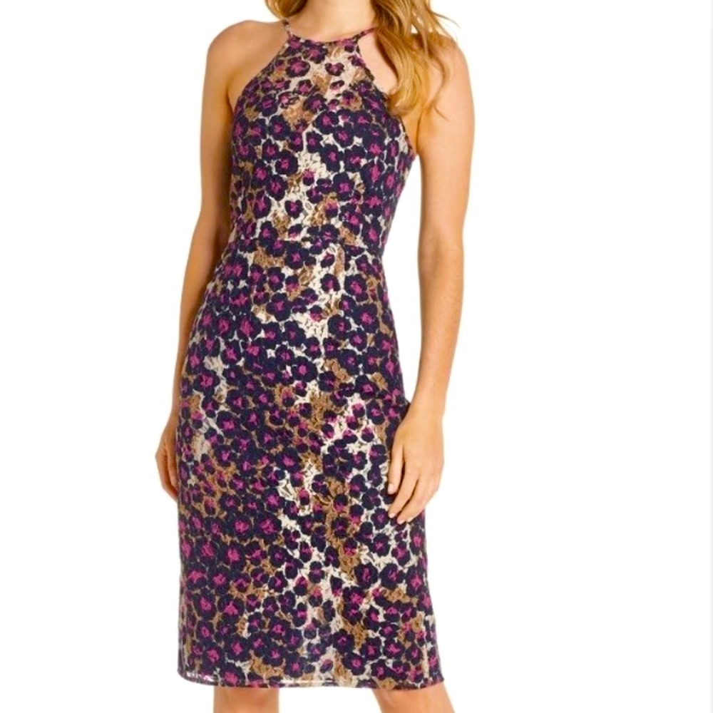 Trina Turk, Karin Leopard Halter Lace Dress, 12